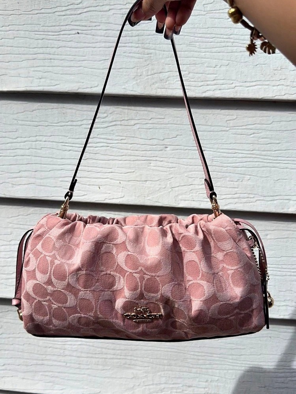 Coach Denim Pink Faye Signature Shoulder Bag NWOT